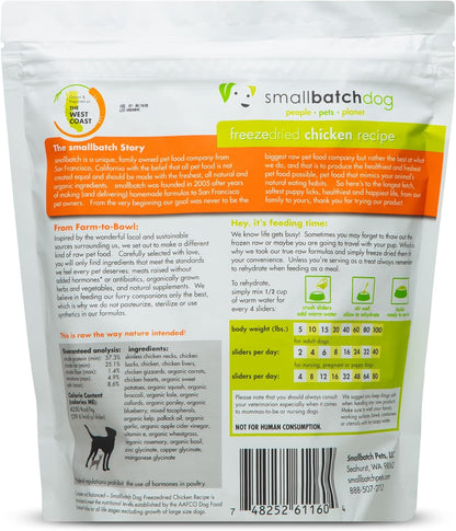 smallbatch Pets Freeze Dried Raw Dog Food, Chicken Recipe, 14 oz, Organic High Protein Dog Food, Grain Free, Made in The USA, Humanely Raised Meat, Single Protein, for Picky Eaters, Hydrate & Serve