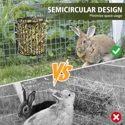 Second-Generation Upgrade Bunny Hay Feeder,Semicircular Hay Feeder Provides Smoother Surface,Larger Feeding Area,Avoid Crowding While Eating,Occupies Less Space(Black)