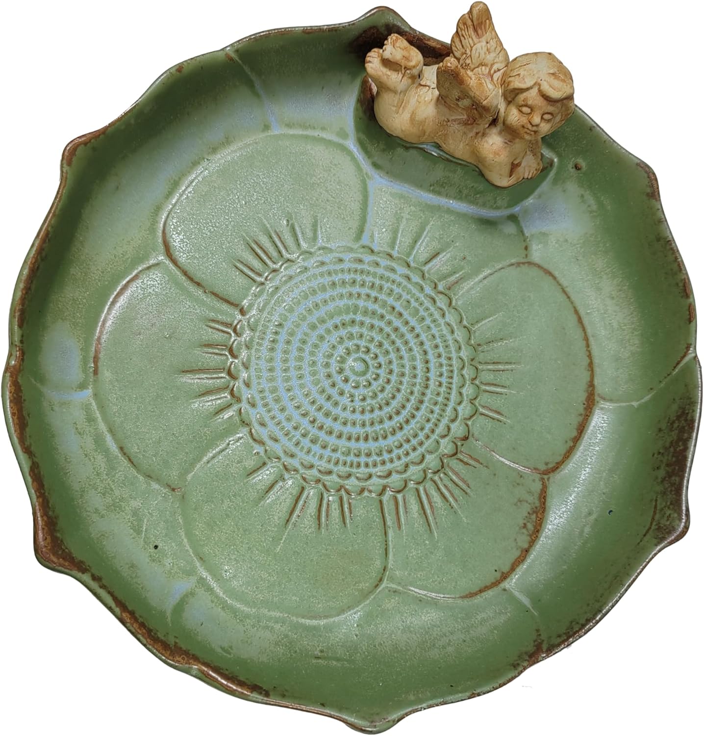 Ceramic Ground Bird Bath Bowl for Outside, BirdBath Bowl Only, Ground Bird Feeders and birdbath for Outdoors, Tabletop，Balcony and Garden