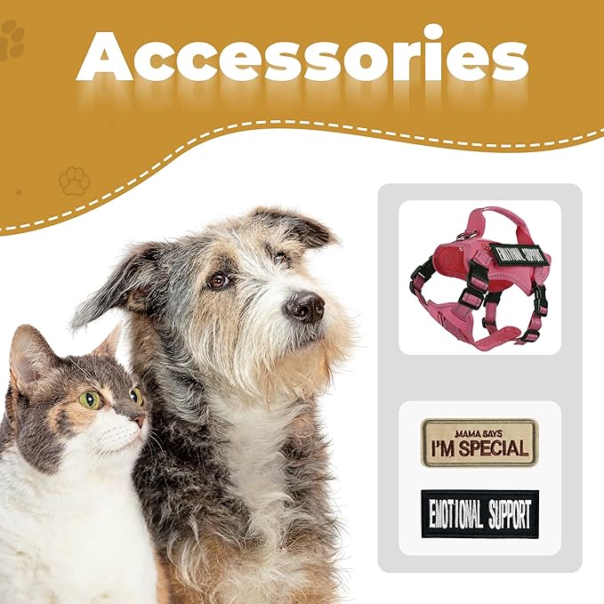 Tactical Cat Harness Adjustable Soft Padded Training Walking Esacpe Cat Vest Harness No-Pull Pet Harness Reflective with Easy Control Handle (Pink, XL)