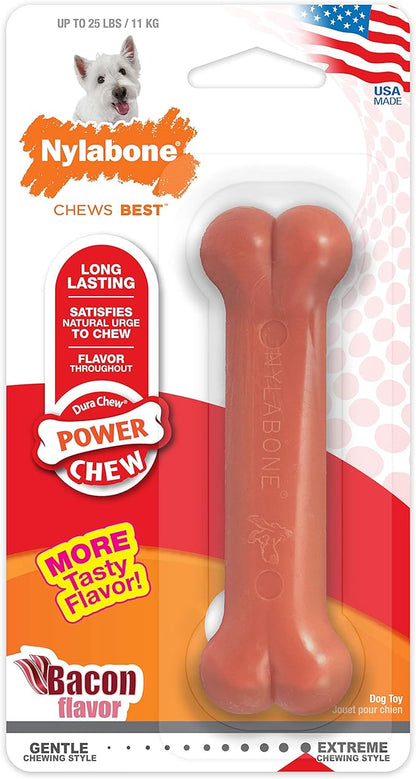 Nylabone Original Bone Power Chew Toy for Dogs, Durable & Tough Dog Toys for Aggressive Chewers, Bacon Flavor, Small - Up to 25 lbs - Up to 25 Ibs, 1 Count