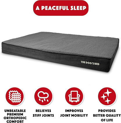 The Dog’s Bed Orthopedic Jumbo Memory Foam Dog Bed, XXXL Grey Plush, Pain Relief for Arthritis, Hip & Elbow Dysplasia, Post Surgery, Lameness, Supportive, Waterproof Washable Cover