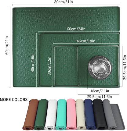 Ptlom Pet Placemat for Dog and Cat, Waterproof Silicone Pet Feeding Bowl Mats for Food and Water, Small Medium Large Dogs Mat Prevent Residues from Spilling to Floor, Hunter, 11.8"x11.8"