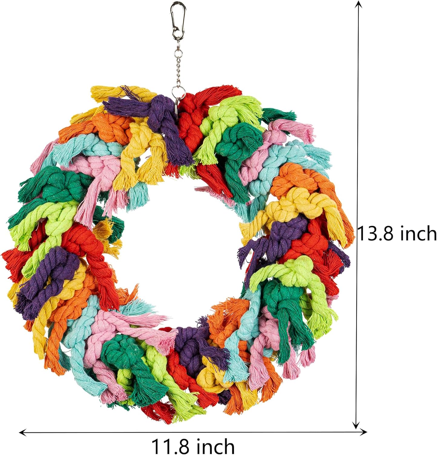 Parrot Swing for Large Birds - Colorful Cotton Rope Hanging Ring Toy for African Grey, Cockatoo, Conure, and Parakeet | Chewing, Exercise, Climbing, and Snuggling