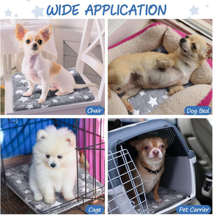 VitalCozy 2 Pack Self Warming Cat Mat Self Heating Pad Bed Reversible Machine Washable Reflects Body Heat Warm Thermal Pet Pad Crate Blanket for Feral and Indoor Cat (Star,17'' X 17'')