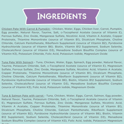 LOVE, NALA - Natural Adult Cat Wet Food - Pate Variety Pack - Tuna, Chicken, Tuna and Salmon - Grain Free, Non-GMO, Fiber Blend, Minerals, Vitamins - 12 Pack 2.1 lbs.