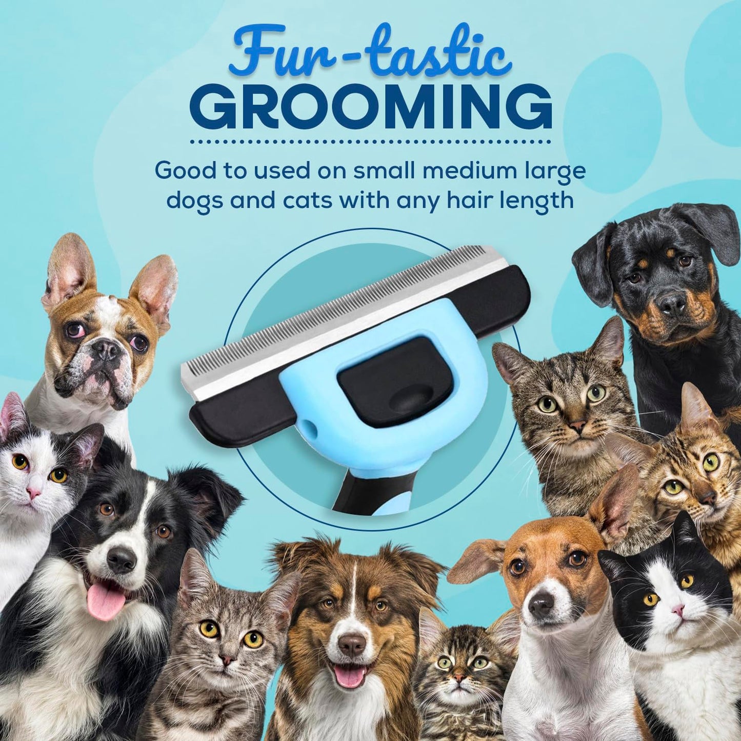 Sinko Deshedding Tool for Dogs & Cats, Pet Grooming Brush, Skin Friendly Deshedding Tool, Dog Brush for Shedding, Effectively Reduces Shedding by up to 95% for Short Medium Long Pet Hair (Blue)