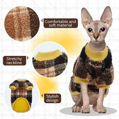 Cat Clothes -2 Legged Pullover Cat Sweater Soft Warm Pet Apparel Kitten Clothes for Kittens Only Elastic, Yellow M