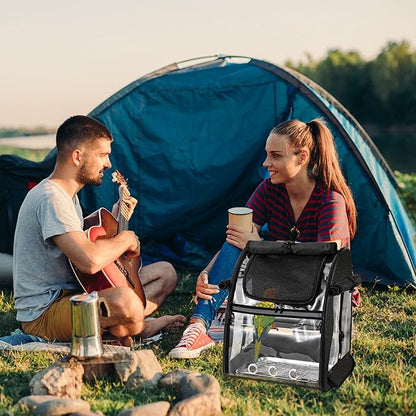 SUERTREE Bird Carrier Bag with Indestructible Stainless Steel Mesh, Bird Travel Cage with Stand, Easy to Clean Backpack for Parrot, Portable Bird Travel Bag, Pet Breathable Travel Cage, Black