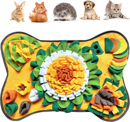 Rabbit Foraging Mat Snuffle Mat, Interactive Bunny Toys Feed Game for Boredom, Small Pet Puzzle Toy, Yuoaes 17.3" x 25.5" Polar Fleece Nosework Feeding Mat for Rabbits, Guinea Pigs, Ferrets