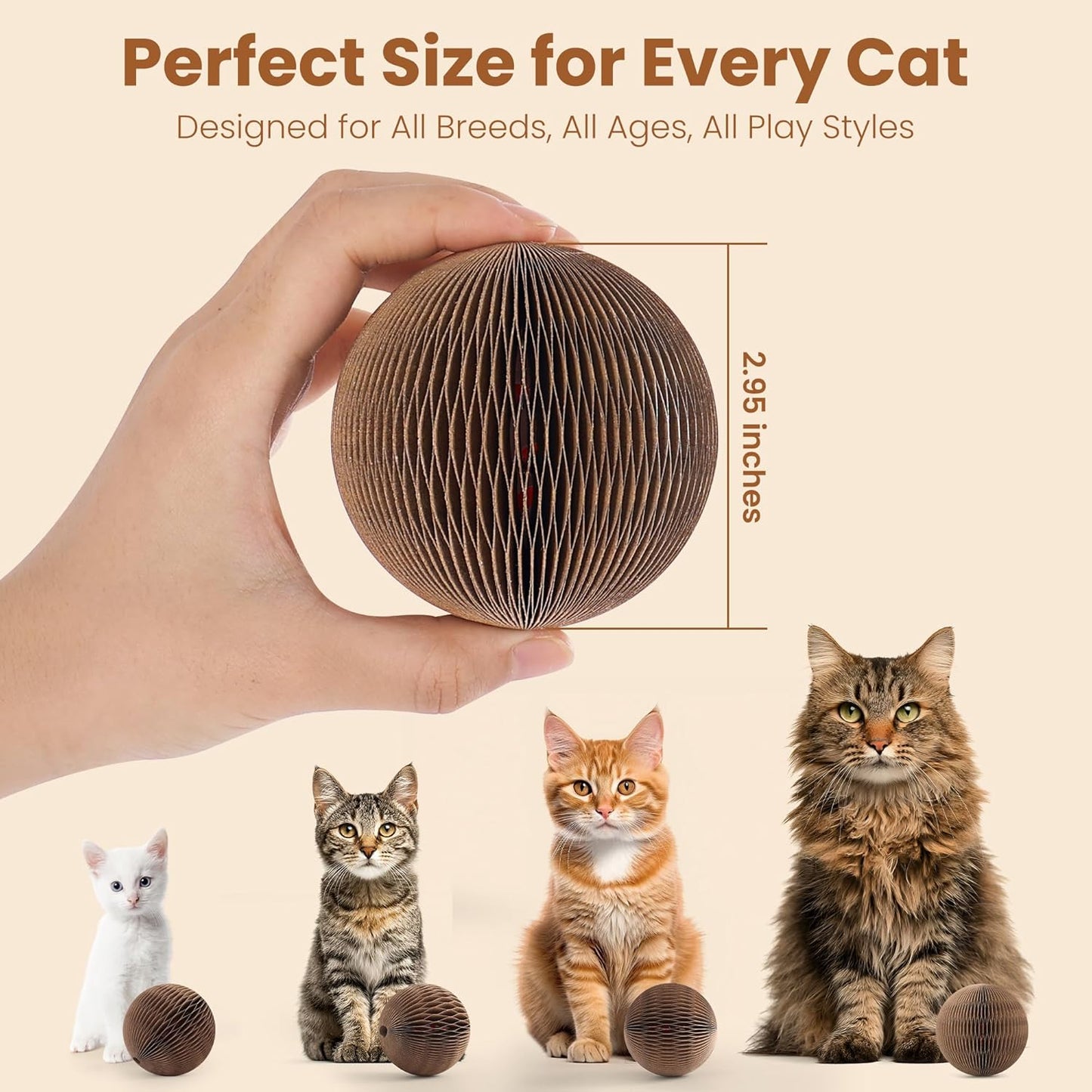 6-Pack Cardboard Cat Ball Toy with Bell – Interactive Cat Toy for Chasing, Batting, and Exercise – Durable & Irresistible Fun for Cats