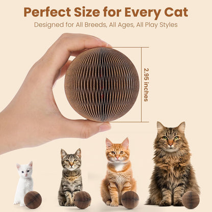 6-Pack Cardboard Cat Ball Toy with Bell – Interactive Cat Toy for Chasing, Batting, and Exercise – Durable & Irresistible Fun for Cats