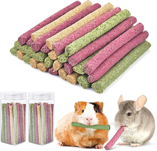 ERKOON Timothy Hay Sticks,Rabbit Chew Toys for Teeth Natural Molar Sticks Rabbits Treats for Bunnies, Chinchilla Guinea Pigs, Gerbil, Hamster (50 Pcs)