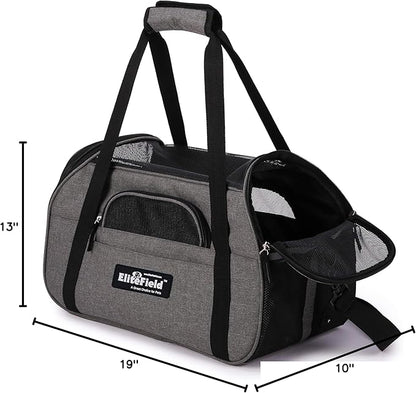 EliteField Soft Sided Pet Carrier (3 Year Warranty, Airline Approved), Multiple Sizes and Colors Available (Large: 19" L x 10" W x 13" H, Charcoal Gray)