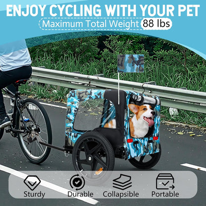 Pet Bike Trailer for Dogs, 88LBS Capacity Dog Bicycle Trailer with 20" Pneumatic Rubber Wheels, Multi-Directional Ventilation, Waterproof Cover, Perfect for Cycling with Pets