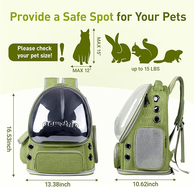 Cat Backpack Carrier with Bubble Window, Breathable & Foldable Pet Travel Carrier for Small Dogs and Cats, Airline-Approved for Hiking & Outdoor Use