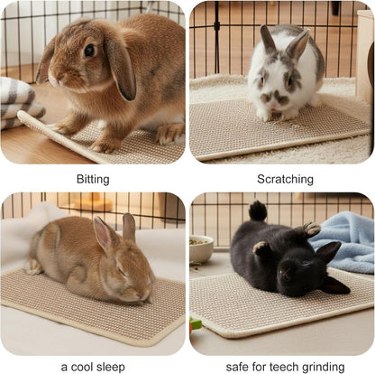 Rabbit Scratching Pad, 16"x12" Natural Rabbit Scratch Mat for Claws and Teeth, Bunny Toys for Rabbits Indoor, Bunny Scratcher Pad for Bunnies Boredom
