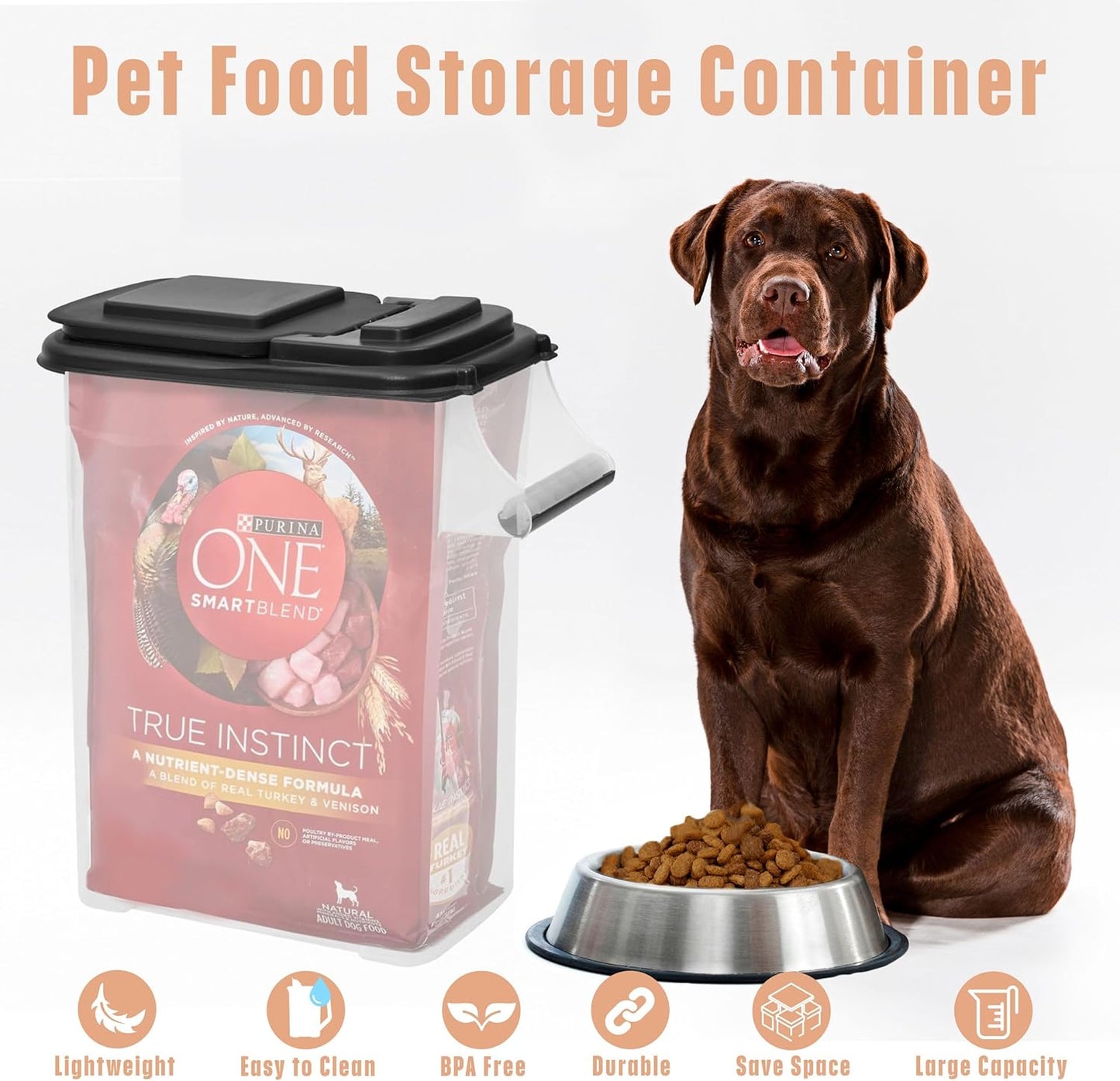 Buddeez Pet Food Storage Containers - Capacity Dog Food Storage Container, Cat Food Container, Bird Seed Storage Container, with Durable EZ Grip Handle, EZ Flip Lid & Scoop (2 Pack) 16 QT/16 LB