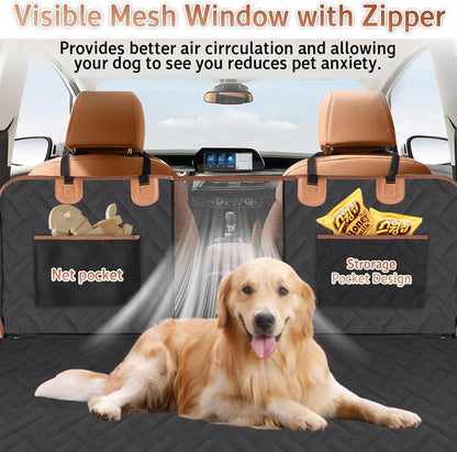 Dog Car Seat Cover for Back Seat,100% Waterproof & Scratchproof Back Seat Pet Cover for Dogs,5MM PP Board Hard Bottom Dog Bed for Car,Supports 400lbs Back Seat Extender for Dogs for Car/SUV