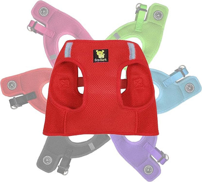 EcoBark Rapid Fastener Super Comfort Fully Adjustable Double Padded Step in Dog Harness (X-Large, Red)