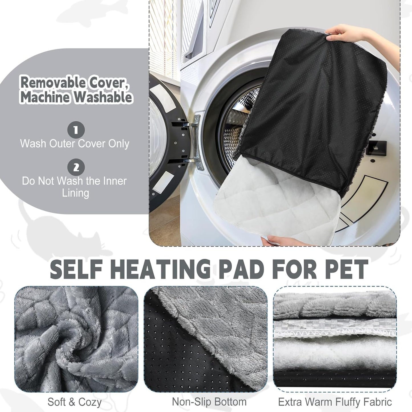 4 Pack Self Heating Cat Pad 16 x 20 Inch Self Warming Cat Bed Non Slip Warm Dog Pad Mat Washable Pet Kennel Crate Bed Mat for Indoor Outdoor Pets(Gray,16 x 20 Inch)