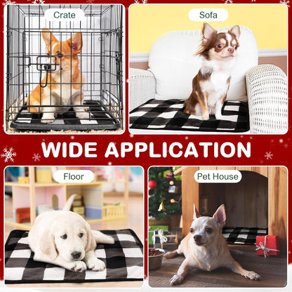 2 Pack Self Warming Cat Bed Self Heating Dog Pad Cat Warming Pad Thermal Pet Mat Washable Reflect Body Heat Removable Cover for Indoor Kittens Puppies (Black White Plaid,16 x 20 Inch)