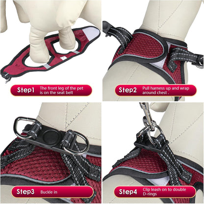 YIMEIS Dog Harness and Leash Set, No Pull Soft Mesh Pet Harness, Reflective Adjustable Puppy Vest for Small Medium Large Dogs, Cats (Grape Purple, X-Small (Pack of 1)