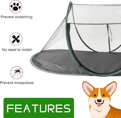 Outdoor Cat Enclosures, Portable Cat Tent for Bearded Dragon, Dogs and Small Animals, Cat Outdoor Tent with Foldable Bag(Dark Green)