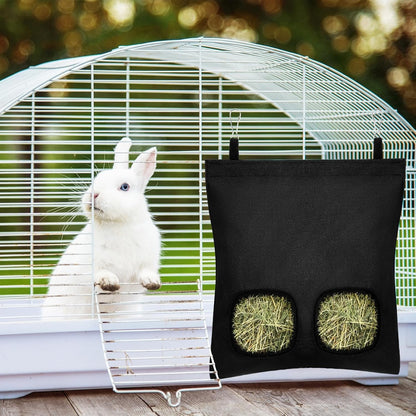 UPINS 2 Hay Bag for Rabbits 2-Hole Guinea Pig Hay Holder, Hay Feeder for Chinchillas Rabbits Hamsters Small Pets and Animals