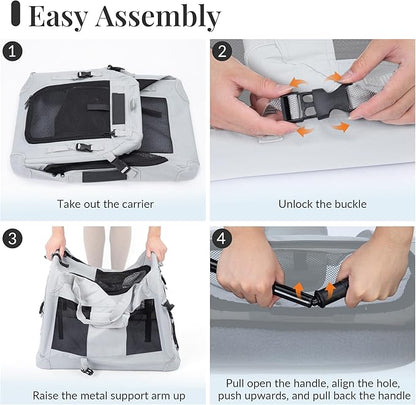 Extra Large Cat Carrier for 2 Cats, Collapsible Soft Sided Pet XL Crate for Large Mudium Big Cat 20lbs+, Car Travel Portable Bag for Long Trips Ride 24"x16.5"x16.5"