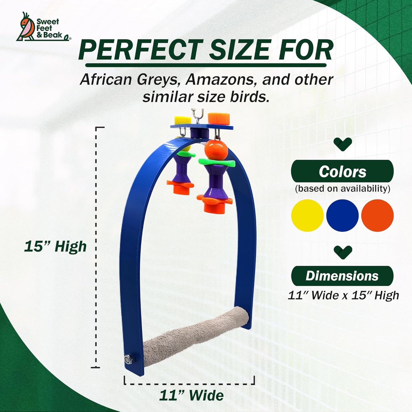 Sweet Feet and Beak Large Whirly Bird - Perfect Cage Toy Stimulates Visual and Physical Activity - Safe, Non-Toxic, Cage Accessories for Large Birds