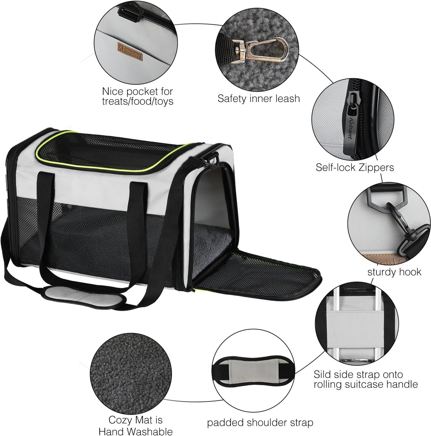 Cat Carrier - Portable Foldable Dog Pet Carrier, Soft-Sided Pet Bag up to 28 Lbs, Airline Approved Travel Puppy Carrier