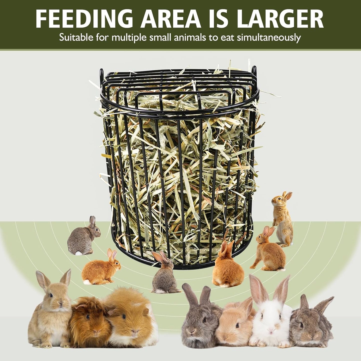 Second-Generation Upgrade Bunny Hay Feeder,Semicircular Hay Feeder Provides Smoother Surface,Larger Feeding Area,Avoid Crowding While Eating,Occupies Less Space(Black)