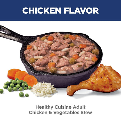 Hill's Science Diet Healthy Cuisine, Adult 1-6, Great Taste, Wet Dog Food, Chicken & Vegetables Stew, 2.8 oz Pounch, Case of 24