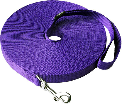 Dog/Puppy Obedience Recall Training Agility Lead - 30ft Long Training Leash，3/4in Wide - Great for Play, Camping, or Backyard（Purple 30 Feet