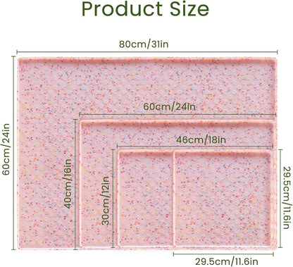 Ptlom Dog Food Mat Anti-Slip Dog Bowl Mats for Food and Water, Waterproof Pet Placemat Prevents Messy Spill to Floor, Silicone Puppy Feeding Tray for Small, Medium and Large Dogs Cats, Pink