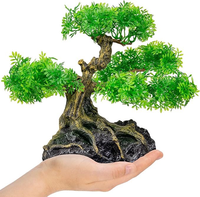 UNEAK - Aquarium Bonsai Tree Plant Fish Tank Decorations Medium/Large Resin Plastic Artificial Plants Flower Ornament Beta Goldfish Decoration Ornaments Freshwater & Saltwater Décor