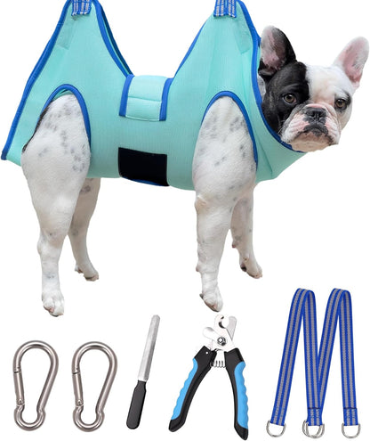 Dog Grooming Hammock, Medium Dog Hanging Harness Holder for Nail Clipping, Nail Trimming Cutting Hammock, Grooming Sling Restraint Bag with Wide Strap Sewed