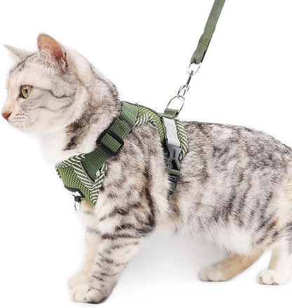 Cat Harness and Leash Escape Proof Extra Large Kitten Harness Maine Coon Cat Vest for Walking Travel, Dark Green, XL