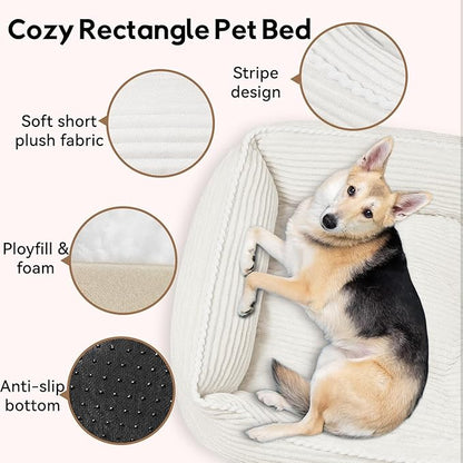 Orthopedic Dog Bed for Medium Dogs,Dog Sofa Beds Supportive Foam Pet Couch Bed with Removable Washable Mat and Nonskid Bottom (Medium, Cream)