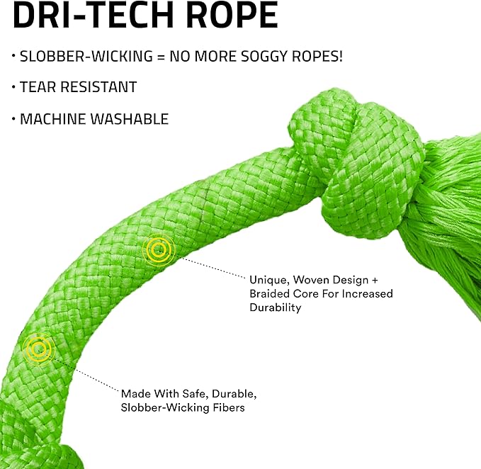 Playology Dog Toys | Dri-Tech Rope Toy Tug of War Rope for Aggressive Chewers | Medium Sweet Potato Scented Toy - Easy to Clean and Made from Non Toxic Materials