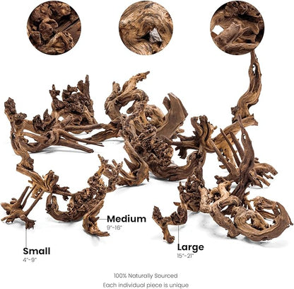 Ultum Nature Systems Driftwood - Amazon Drift Wood for Fish Tank, Planted Tank, Terriarium, Paludarium - Versatile Natural Driftwood Decor, Events Wood Centerpiece - Amazon Wood, Small (4-9")
