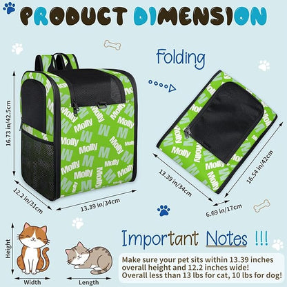 Cat Backpack Carrier-Customizable, Breathable Pet Carrier Backpack for Outdoor Travel/Vet Visits/Daily Use, Adjustable & Secure Design for Small Dogs and Cats Style4