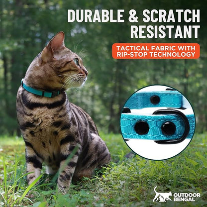 OutdoorBengal Durable Cat Collar Breakaway with Soft Padding for Medium to Large Cats - Heavy Duty Tactical Fabric, Comfortable, Quick Release Breakaway Cat Collars, No Bell Collar (Orange, Adult)