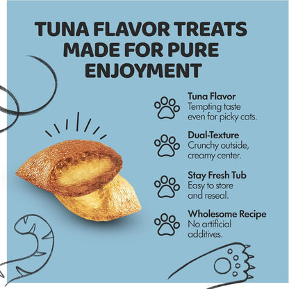 Crunchy Cat Treats – Dual‐Texture Crunch & Creamy Soft Feline Snack Bites for All Life Stages, Great for Training Treat Value Bags (2 Pound, Tuna)