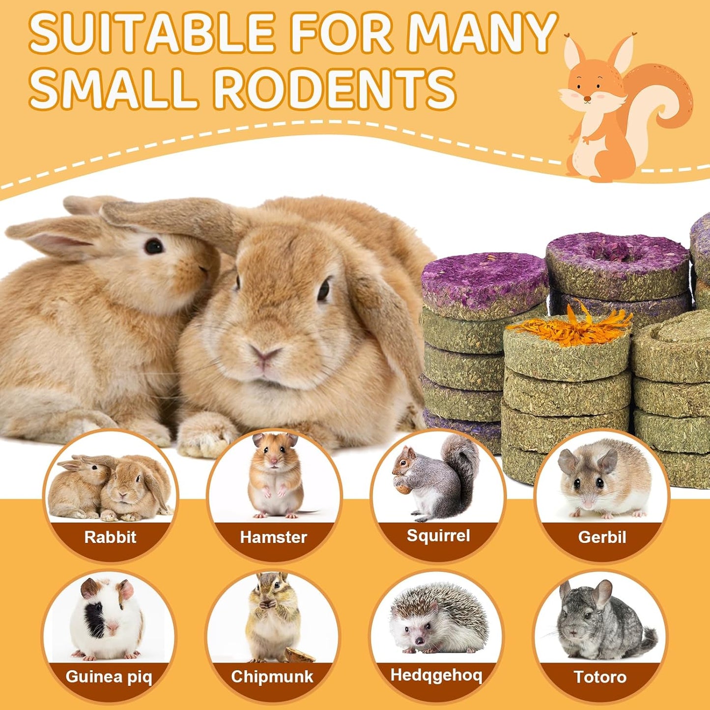 BESENL 36PCS Guinea Pig Hay Food Natural Rabbit Chew Toys for Teeth，Hamster Toys, Bunny Chew Toys Timothy Hay Treats for Rabbits Chinchillas Rats, Small Animals Teeth Grinding