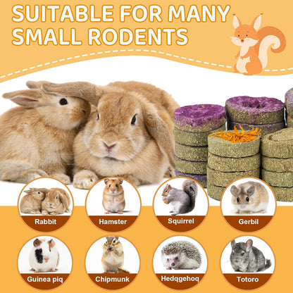 BESENL 36PCS Guinea Pig Hay Food Natural Rabbit Chew Toys for Teeth，Hamster Toys, Bunny Chew Toys Timothy Hay Treats for Rabbits Chinchillas Rats, Small Animals Teeth Grinding