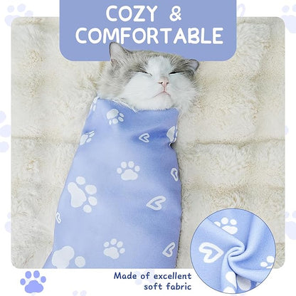 Cat Wrap for Cutting Nails, Self-Adhesive for Grooming, Anti-Scratch Cat Swaddle Wrap for Medicine, Nail Clipping, Teeth Brushing, Ear Cleaning