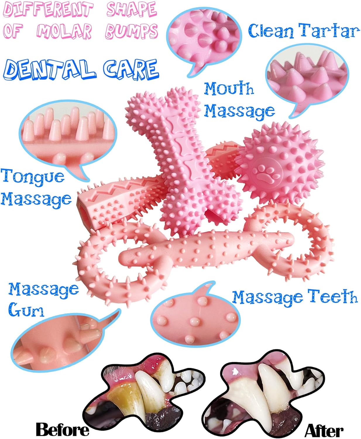 4 Pack Puppy Toys for 2-8 Months Pets Dog Chew Toy for Small Puppies Teething Toys for Cleaning Teeth Cute Pink Small Dog Toys Soft Durable Interactive Chew Toy Puppy Supplies Starter Kit (Pink)