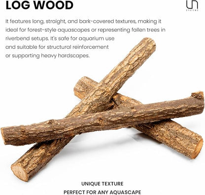 Ultum Nature Systems Driftwood - Log Wood - Natural Aquarium Hardscape for Planted Tank Aquascaping - Fish, Crab, Reptile, Bird, Paludarium Enclosure Structure, Terrarium Decor - LRG 3Pc, 15-18" ⌀2-3"